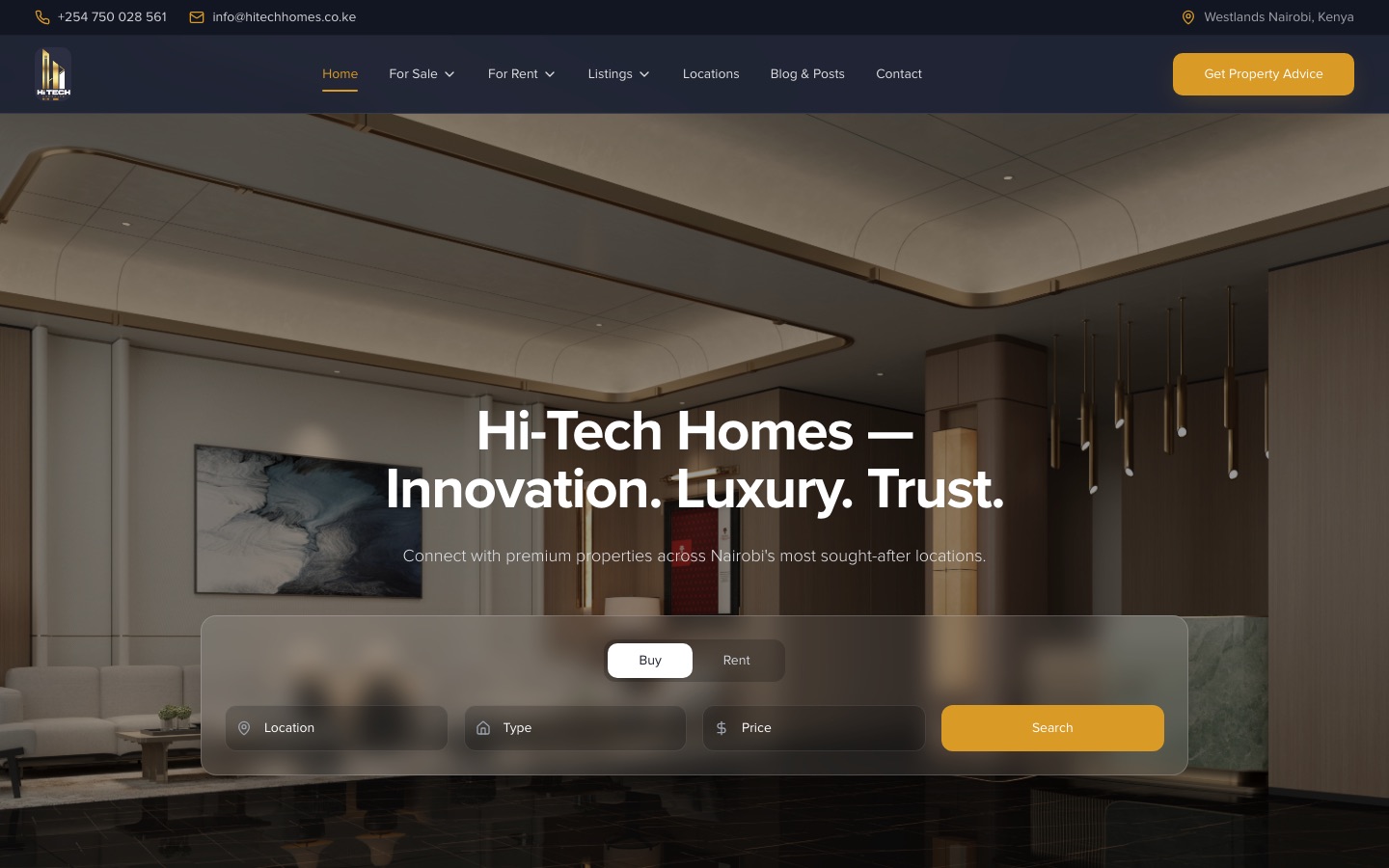 Hi-Tech Homes homepage